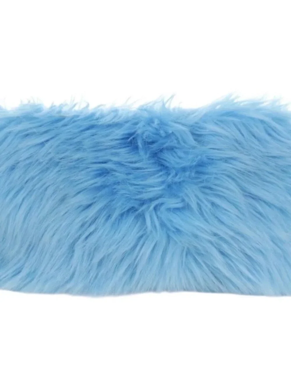 PRADA Clutch Bag Fur Silver Light Blue Auth